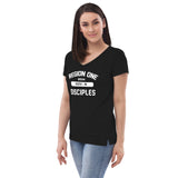 R1 Women’s recycled v-neck t-shirt